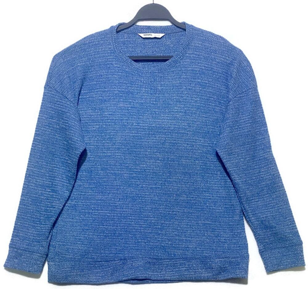 Sonoma Crewneck Sweater Pullover Supersoft Women's Sz Large Blue Long Sleeve NWT